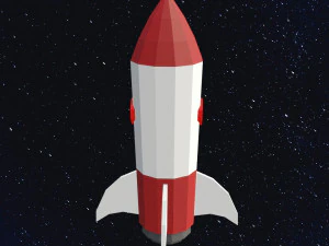 Low Poly Space Rocket 3D Model