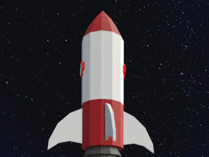 Low Poly Space Rocket 3D Model