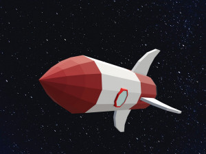 Low Poly Space Rocket Model 3D