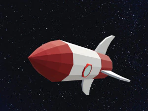 Low Poly Space Rocket 3D Model