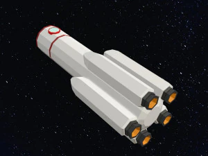 Foguete Espacial Low Poly Modelo 3D