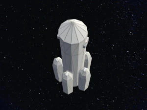 Foguete Espacial Low Poly Modelo 3D
