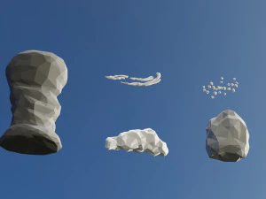 D&uuml;ş&uuml;k Poli Bulut Paketi 3D Model