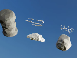 D&uuml;ş&uuml;k Poli Bulut Paketi 3D Model