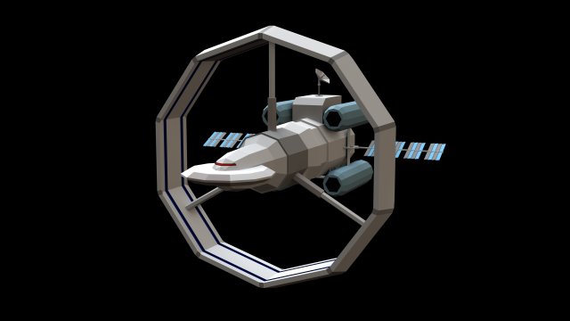 Spaceship Orbital 3D Model .c4d .max .obj .3ds .fbx .stl .blend 