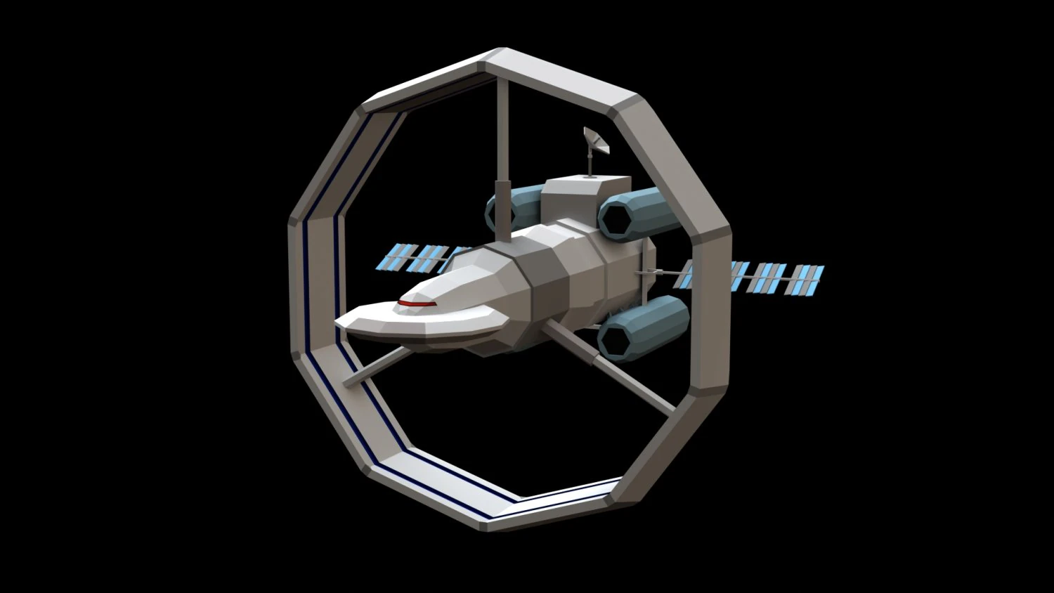 Spaceship Orbital 3D Model .c4d .max .obj .3ds .fbx .stl .blend