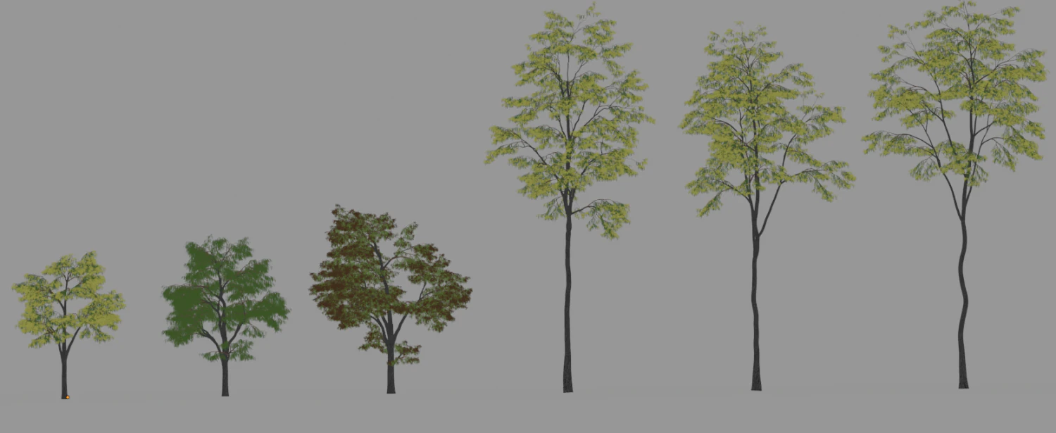 6 棵树 3D 模型 .c4d .max .obj .3ds .fbx .stl .blend 