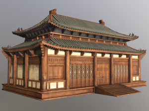 Asian Japanese Realistic Building 3D Модель