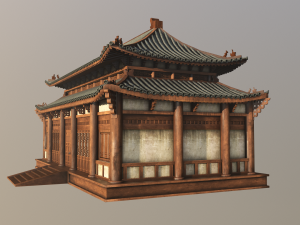 Asian Japanese Realistic Building 3D Модель
