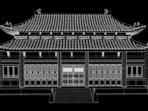 Asian Japanese Realistic Building 3D Модель