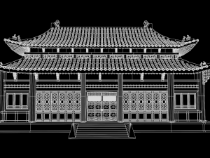 Asian Japanese Realistic Building 3D Модель
