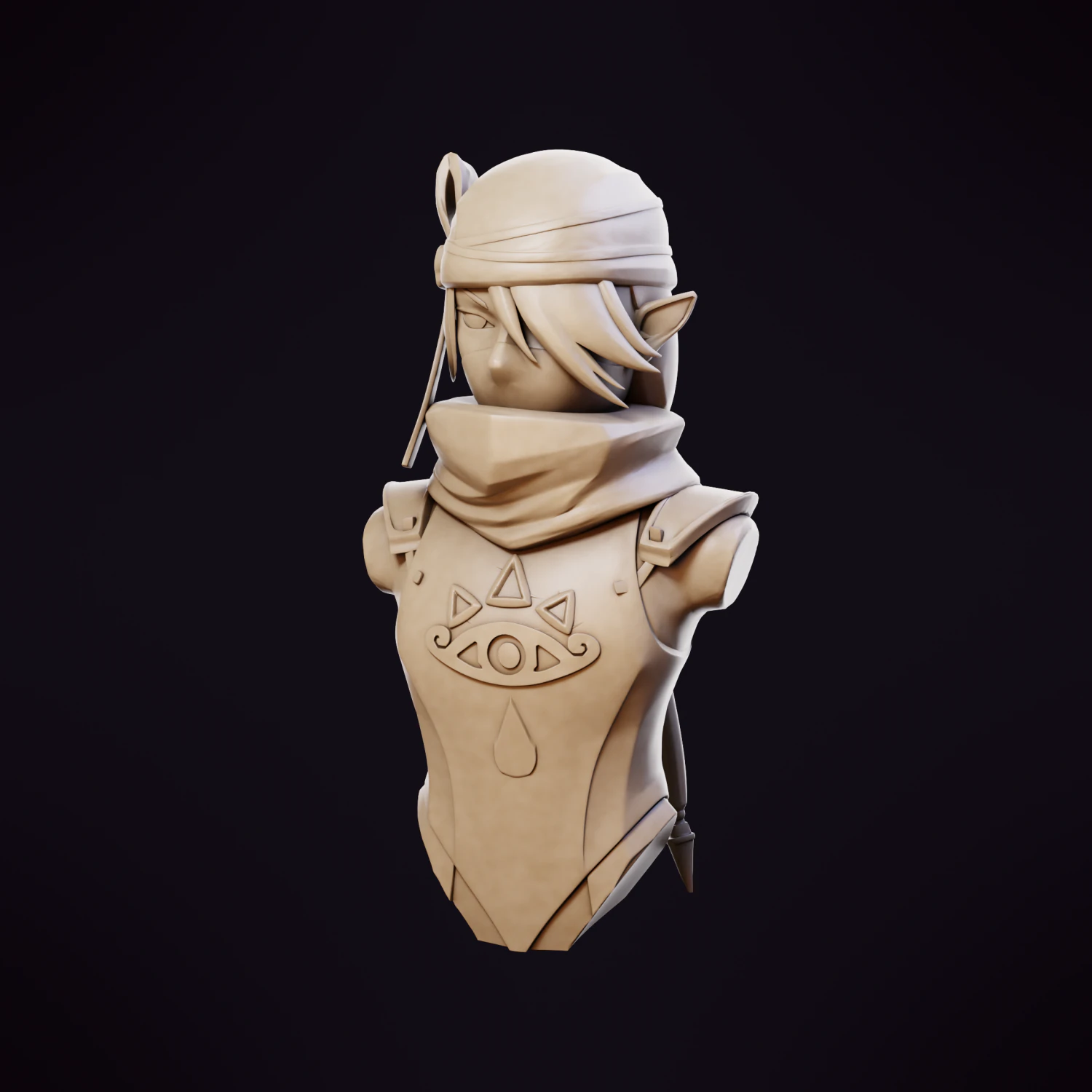 Sheik Bust - Zelda Ocarina of Time 3D print model 3D Print Model .c4d .max .obj .3ds .fbx .stl .blend 