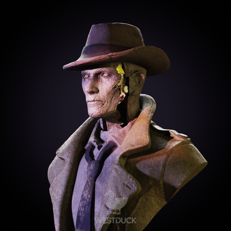 Fallout 4 - Nick Valentine 3D 프린트 모델 .c4d .max .obj .3ds .fbx .stl .blend 