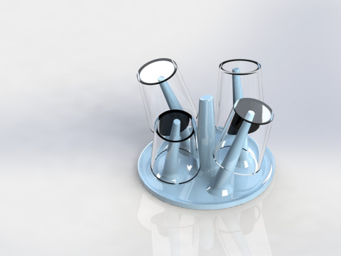 Circular Cup Drying Rack 3D Printable 199mm x 128mm Model Cetak 3D