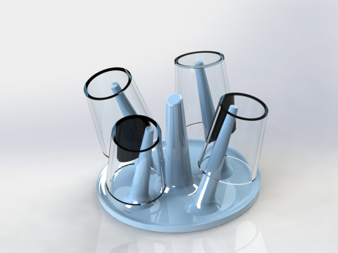 Circular Cup Drying Rack 3D Printable 199mm x 128mm Model Cetak 3D