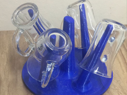 Circular Cup Drying Rack 3D Printable 199mm x 128mm Model Cetak 3D