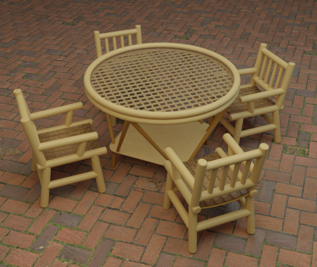 Table and chairs 3D Model .c4d .max .obj .3ds .fbx .stl .blend 