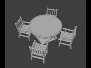 Table and chairs 3D Model
