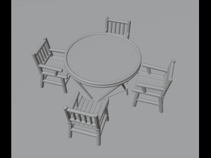 Table and chairs 3D Model