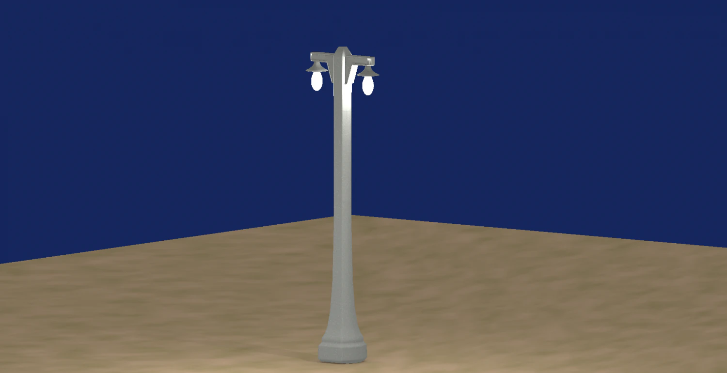 Vintage lamppost double 001 3D Model .c4d .max .obj .3ds .fbx .stl .blend 
