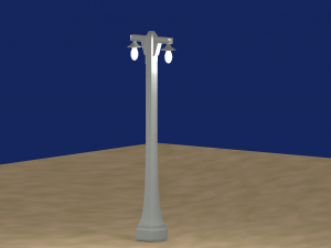 Vintage lamppost double 001 3D Model