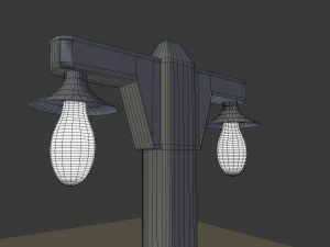 Vintage lamppost double 001 3D Model