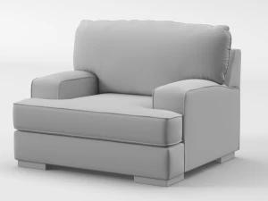 Singel Sofa With Wood Legs 3D Model