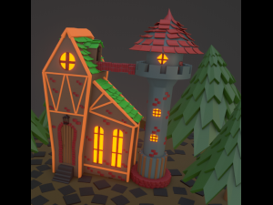 House on the flying islands 3D Model