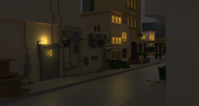 Night city street 3Dモデル .c4d .max .obj .3ds .fbx .stl .blend 
