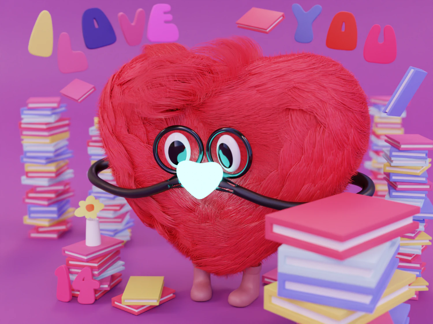 Love you 3d illustration 3D Model .c4d .max .obj .3ds .fbx .stl .blend