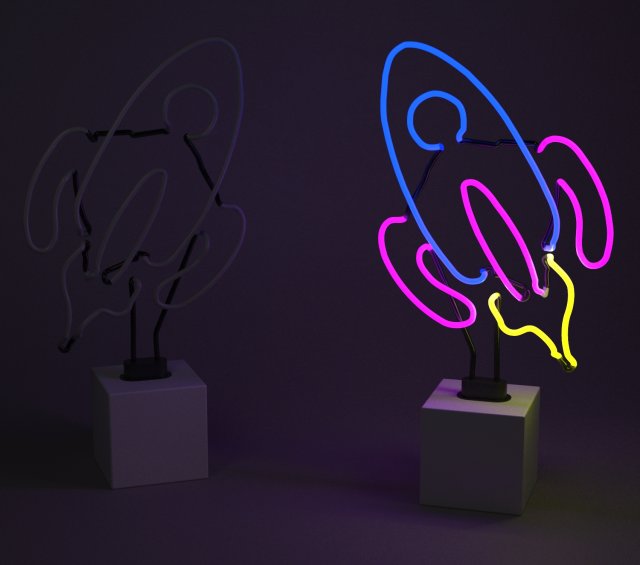 ROCKETSHIP NEON 3D Model .c4d .max .obj .3ds .fbx .stl .blend 
