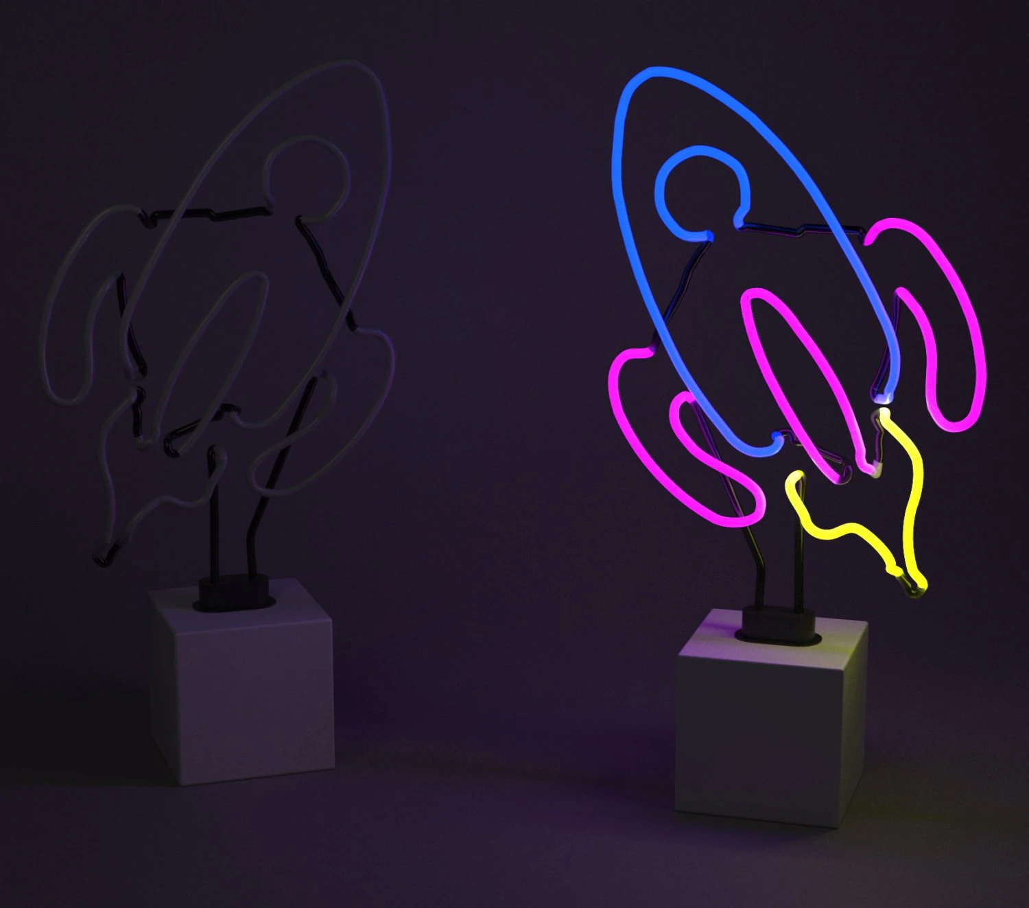 ROCKETSHIP NEON 3D Model .c4d .max .obj .3ds .fbx .stl .blend 