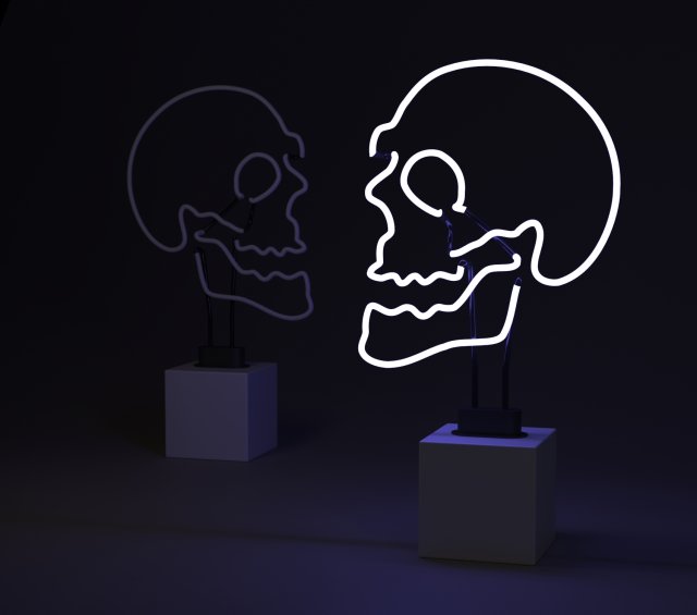 SCULL NEON LIGHT Model 3D .c4d .max .obj .3ds .fbx .stl .blend 