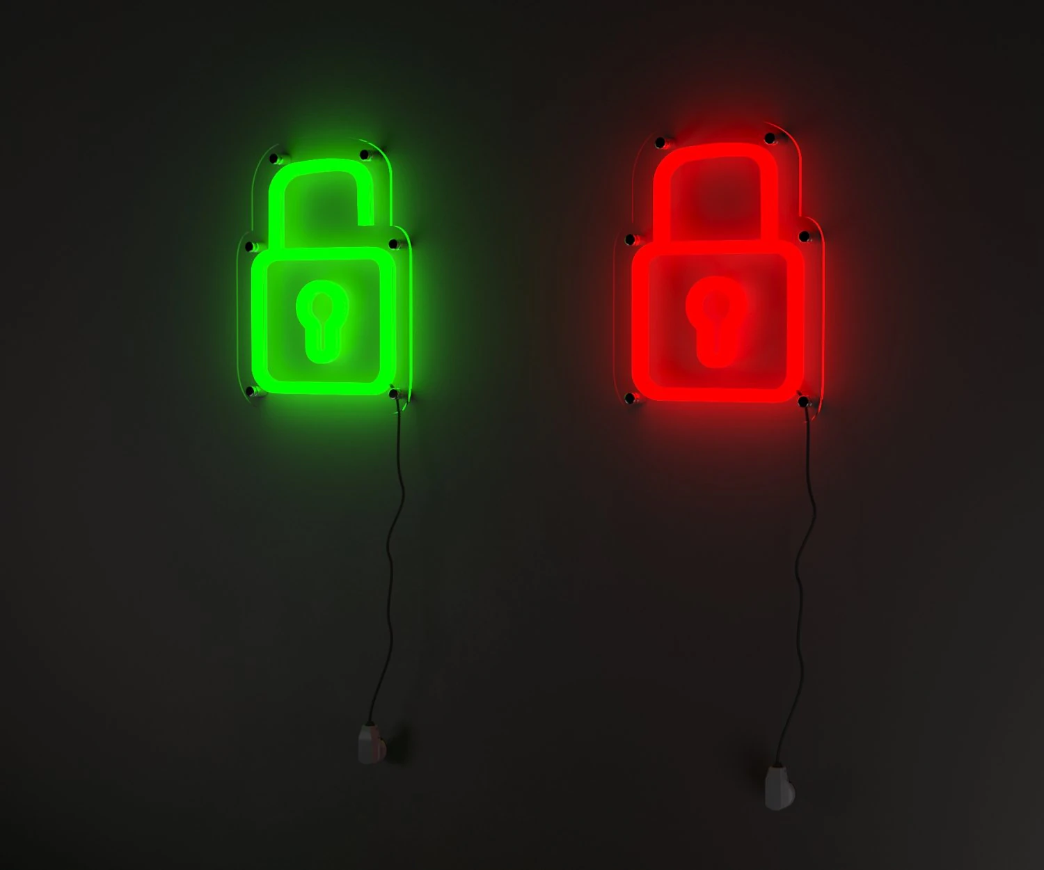 LOCK UNLOCK NEON LIGHT 3D Model .c4d .max .obj .3ds .fbx .stl .blend 