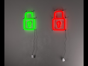 LOCK UNLOCK NEON LIGHT 3D Модель