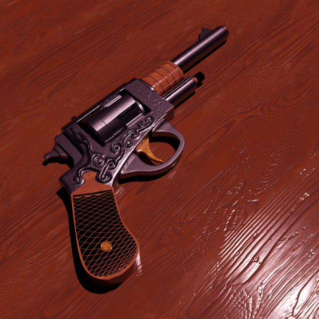 Revolver Lowpoly Highpoly model 3D मॉडल .c4d .max .obj .3ds .fbx .stl .blend 