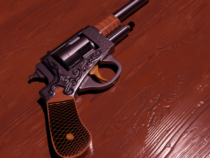 Revolver Lowpoly Highpoly model Modelo 3D