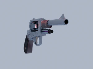 Revolver Lowpoly Highpoly model 3D Model