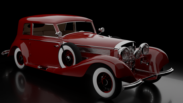 1930-50s Antique game-ready rigged drivable car with interiors Low-poly Modello 3D .c4d .max .obj .3ds .fbx .stl .blend 
