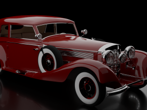 1930-50s Antique game-ready rigged drivable car with interiors Low-poly Modelo 3D