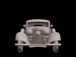1930-50s Antique game-ready rigged drivable car with interiors Low-poly Modello 3D