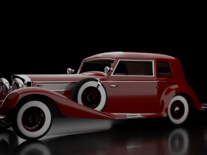 1930-50s Antique game-ready rigged drivable car with interiors Low-poly Modello 3D