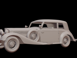 1930-50s Antique game-ready rigged drivable car with interiors Low-poly Modello 3D