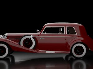 1930-50s Antique game-ready rigged drivable car with interiors Low-poly Modello 3D