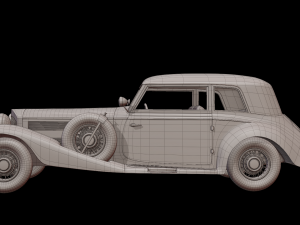 1930-50s Antique game-ready rigged drivable car with interiors Low-poly Modello 3D