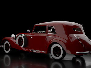 1930-50s Antique game-ready rigged drivable car with interiors Low-poly Modello 3D
