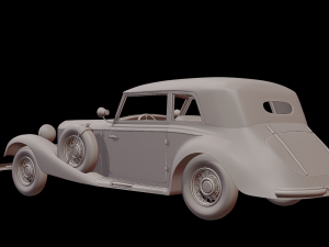 1930-50s Antique game-ready rigged drivable car with interiors Low-poly Modello 3D