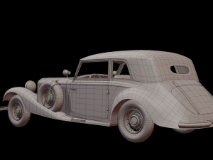 1930-50s Antique game-ready rigged drivable car with interiors Low-poly Modello 3D