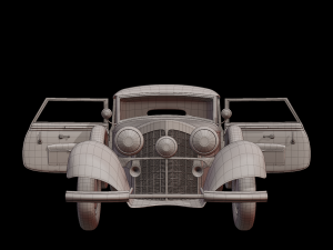 1930-50s Antique game-ready rigged drivable car with interiors Low-poly Modello 3D