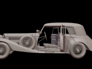 1930-50s Antique game-ready rigged drivable car with interiors Low-poly Modello 3D